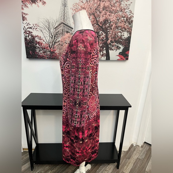 Maggy London Women’s Sheath Dress Size 14 Geometric Long Sleeve Zipper Back - Picture 5 of 12